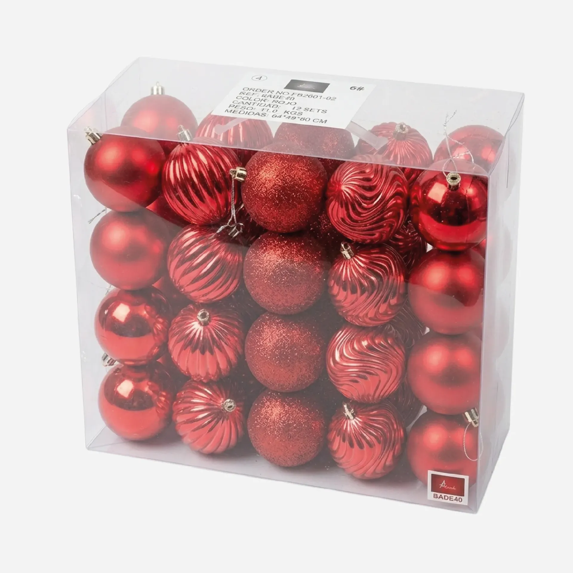 Bolas navideñas  8CM x40 Rojas