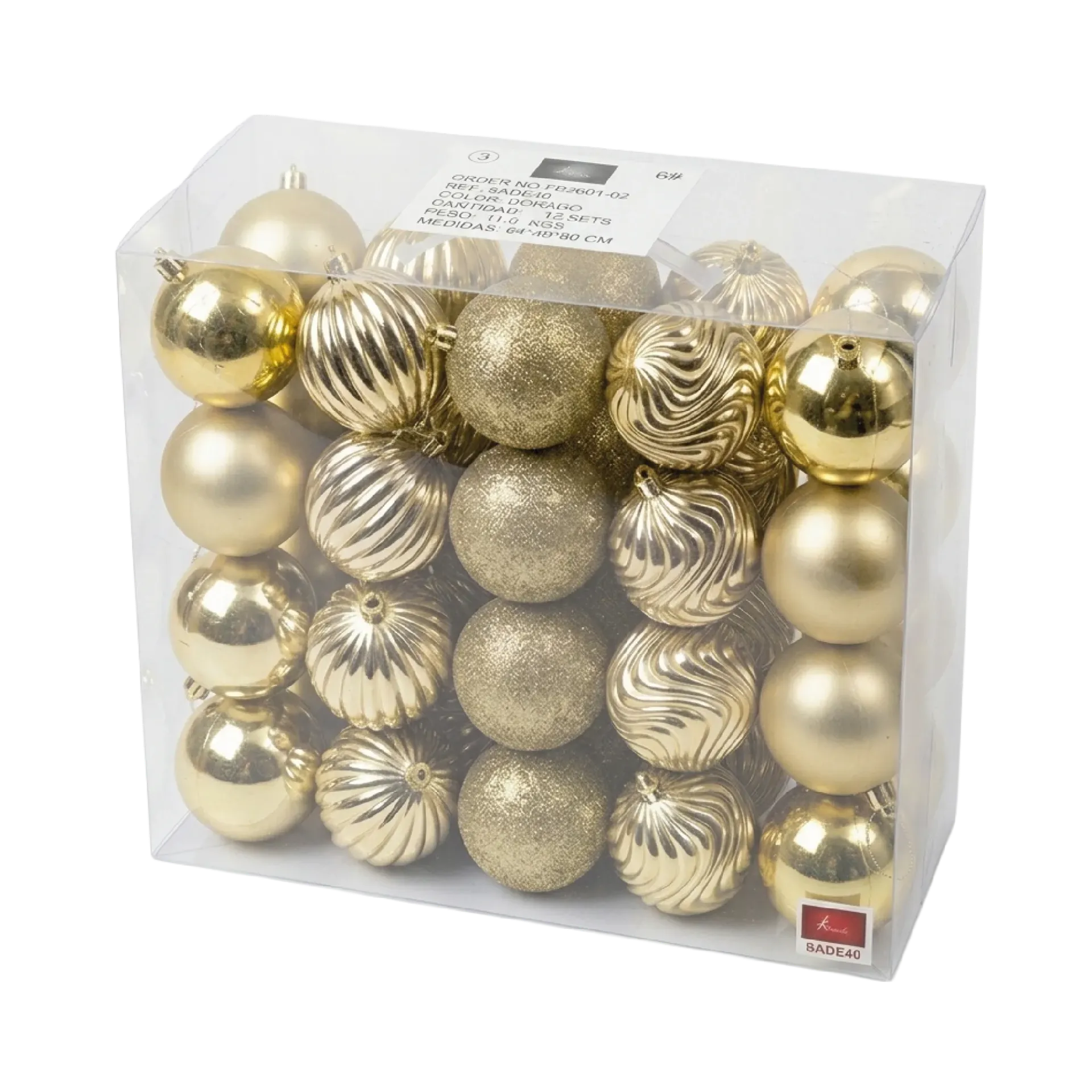 Bolas navideñas  8CM x40 Doradas