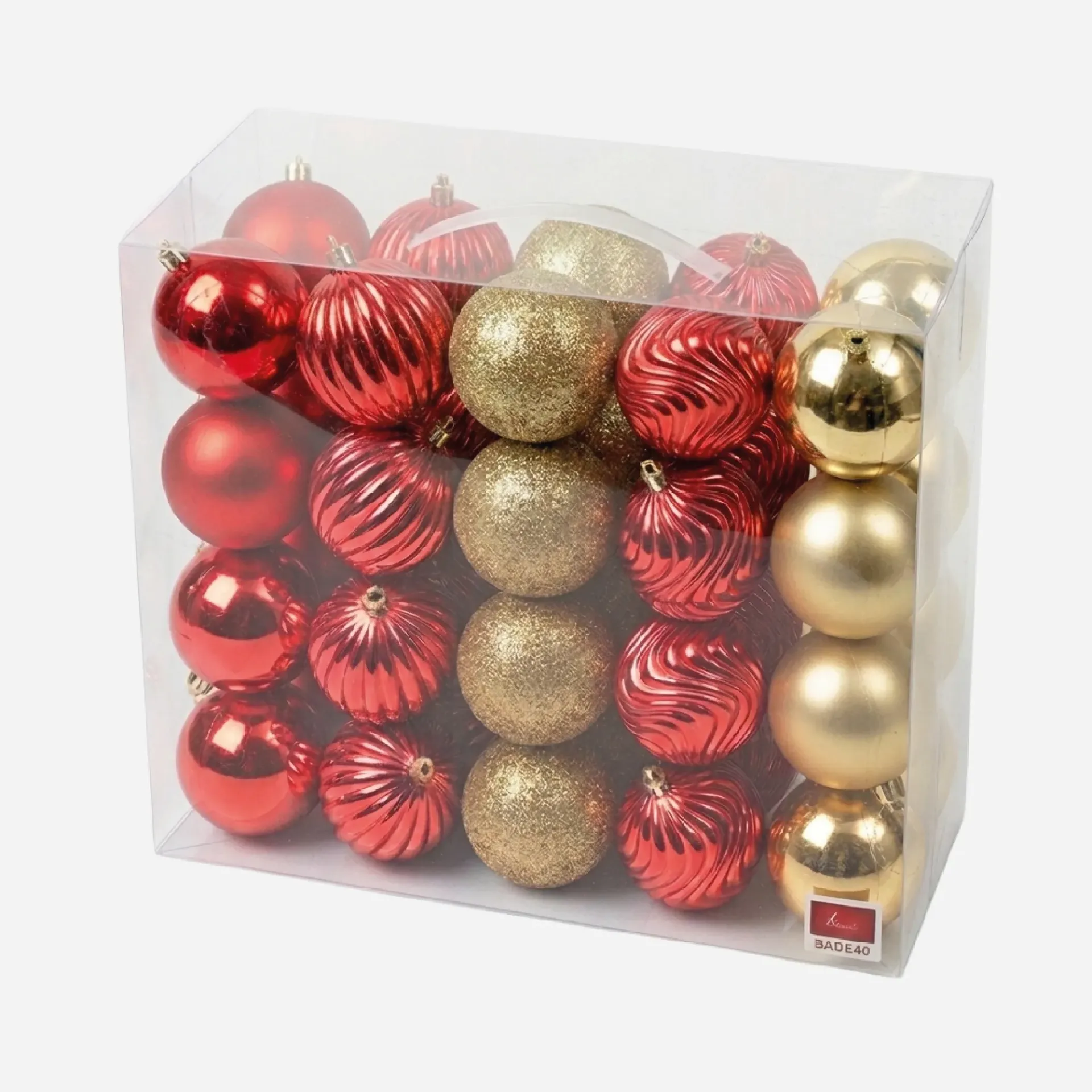 Bolas navideñas  8CM x40 Rojo y Dorado