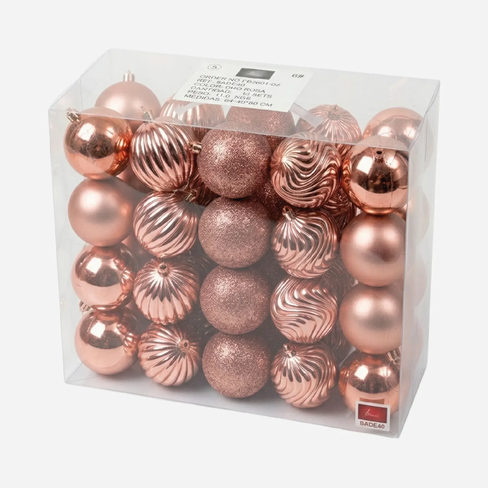 Bolas navideñas  8CM x40 Oro Rosa