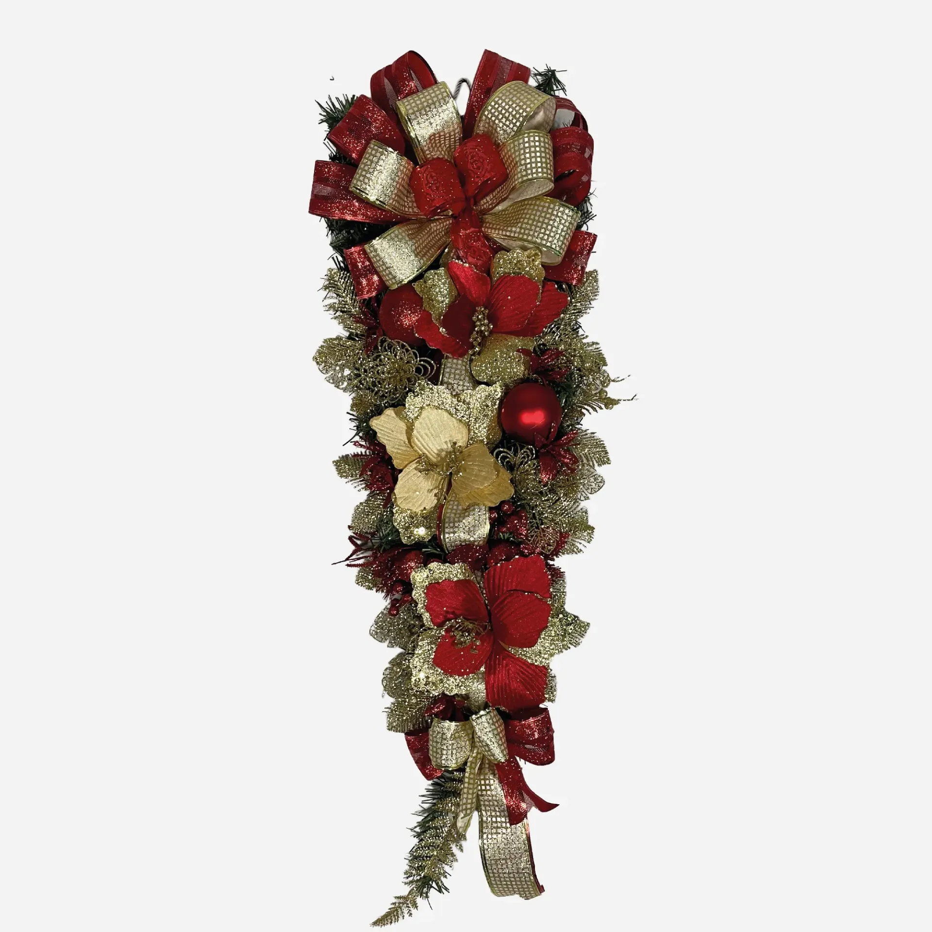 Gallardete Navideño Rojo - Dorado 95cm